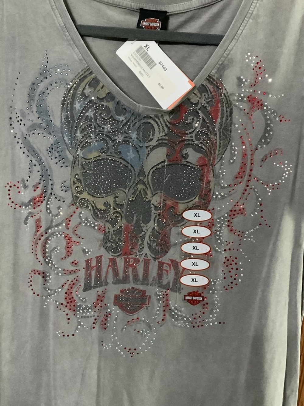 Harley-Davidson Gray Sequin Graphic Short Sleeve Tee - Picture 2 of 5